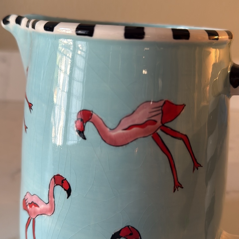 Vintage (2002) Patricia DuPont Handpainted Decorative Pitcher Flamingo - Picture 6 of 8